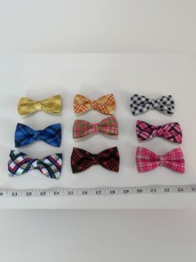 Lot of 9 Pet Bow Ties Plaid Dog Cat Collar Accessories Colorful Small Bows